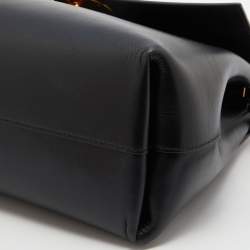 Pre Owned Valentino Black Leather Medium VRING Chain Shoulder Bag