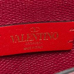 Pre Owned Valentino Red Leather VLogo Chain Wallet
