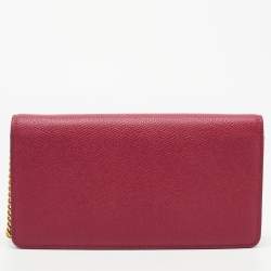 Pre Owned Valentino Red Leather VLogo Chain Wallet