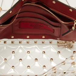 Pre Owned Valentino Clear/Red PVC Rockstud Spike Top Handle Bag
