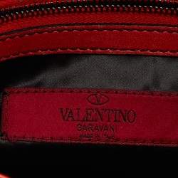 Pre Owned Valentino Coral Orange Leather Rose Flap Shoulder Bag