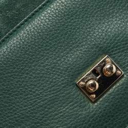 Pre Owned Valentino Green Leather Small Rockstud Glam Lock Flap Bag