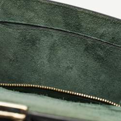 Pre Owned Valentino Green Leather Small Rockstud Glam Lock Flap Bag