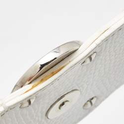 مملوكة مسبقًا Valentino White Leather VLogo Flap Hobo