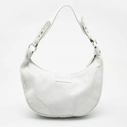 مملوكة مسبقًا Valentino White Leather VLogo Flap Hobo