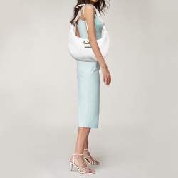 مملوكة مسبقًا Valentino White Leather VLogo Flap Hobo