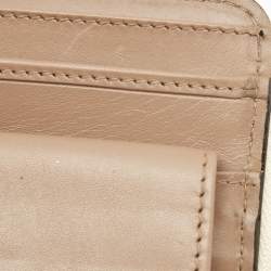Pre Owned Valentino Cream Lace Print Leather Logo Compact Wallet