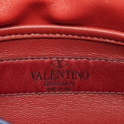 Valentino Blue/Red Quilted Denim and Leather Small Rockstud Spike Chain Shoulder Bag