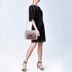 Pre Owned Valentino Clear/Red PVC Medium Rockstud Spike Top Handle Bag