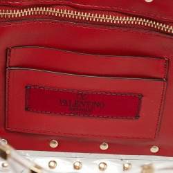 Pre Owned Valentino Clear/Red PVC Medium Rockstud Spike Top Handle Bag