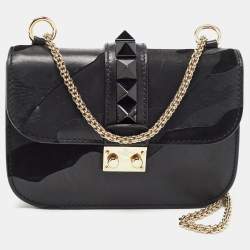 specielt Afståelse Omsorg Valentino Black Camo Leather Small Rockstud Glam Lock Flap Bag Valentino |  TLC
