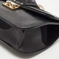 Pre Owned Valentino Black Camo Leather Small Rockstud Glam Lock Flap Bag