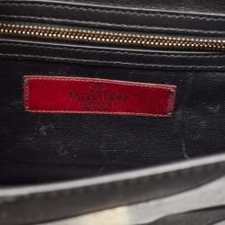 Pre Owned Valentino Black Camo Leather Small Rockstud Glam Lock Flap Bag