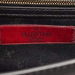 Pre Owned Valentino Black Camo Leather Small Rockstud Glam Lock Flap Bag