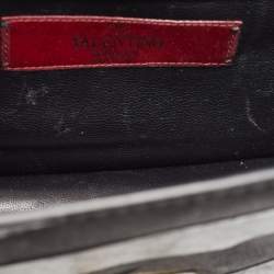 Pre Owned Valentino Black Camo Leather Small Rockstud Glam Lock Flap Bag