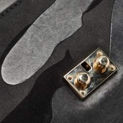 Pre Owned Valentino Black Camo Leather Small Rockstud Glam Lock Flap Bag