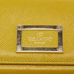 Pre Owned Valentino Green Leather Logo Flap Continental Wallet 