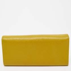 Pre Owned Valentino Green Leather Logo Flap Continental Wallet 