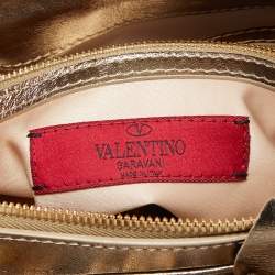 Pre Owned Valentino Metallic Leather Lacca Fleur Frame Satchel