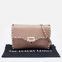 Pre Owned Valentino Pink Leather Small Rockstud Crossbody Bag
