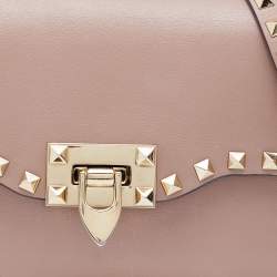 Pre Owned Valentino Pink Leather Small Rockstud Crossbody Bag