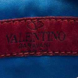 Pre Owned Valentino Blue Leather Flap Rockstud Wallet on Chain