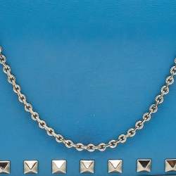 Pre Owned Valentino Blue Leather Flap Rockstud Wallet on Chain