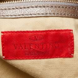 Pre Owned Valentino Metallic Beige Leather Urban Lace Satchel