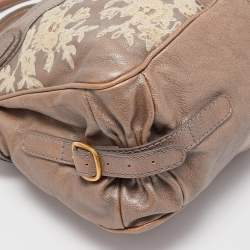 Pre Owned Valentino Metallic Beige Leather Urban Lace Satchel