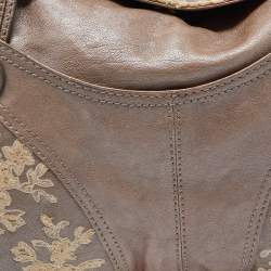 Pre Owned Valentino Metallic Beige Leather Urban Lace Satchel