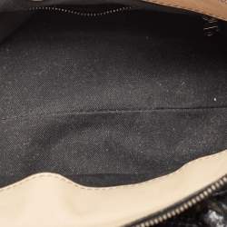 Pre Owned Valentino Beige/Black Leather and Watersnake Lacca Fleur Frame Satchel