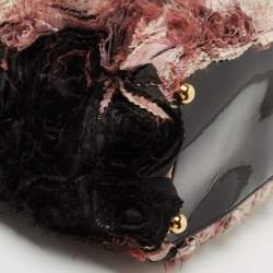 Pre Owned Valentino Black/Pink Ombre Patent and Satin Rosier Tote