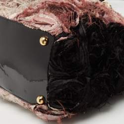 Pre Owned Valentino Black/Pink Ombre Patent and Satin Rosier Tote