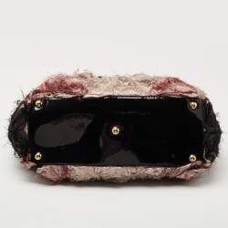 Pre Owned Valentino Black/Pink Ombre Patent and Satin Rosier Tote