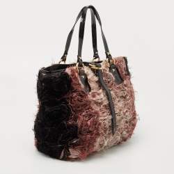 Pre Owned Valentino Black/Pink Ombre Patent and Satin Rosier Tote