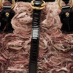 Pre Owned Valentino Black/Pink Ombre Patent and Satin Rosier Tote