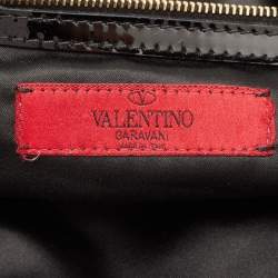 Pre Owned Valentino Black/Pink Ombre Patent and Satin Rosier Tote