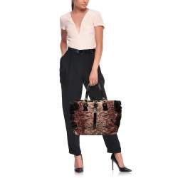 Pre Owned Valentino Black/Pink Ombre Patent and Satin Rosier Tote