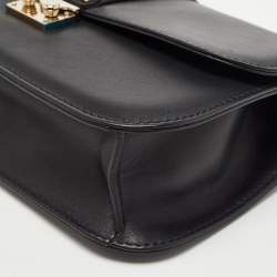 Pre Owned Valentino Black Leather Medium Glam Lock Chain Shoulder Bag