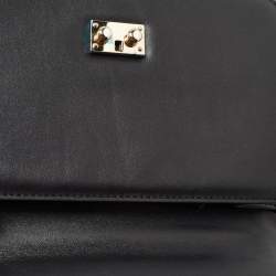 Pre Owned Valentino Black Leather Medium Glam Lock Chain Shoulder Bag