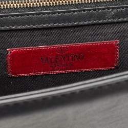 Pre Owned Valentino Black Leather Medium Glam Lock Chain Shoulder Bag