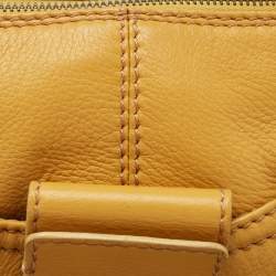 Pre Owned Valentino Mustard Leather Crystals Embellished VLogo Hobo 