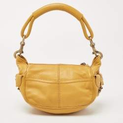 Pre Owned Valentino Mustard Leather Crystals Embellished VLogo Hobo 
