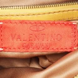 Pre Owned Valentino Mustard Leather Crystals Embellished VLogo Hobo 