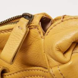 Pre Owned Valentino Mustard Leather Crystals Embellished VLogo Hobo 