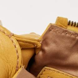 Pre Owned Valentino Mustard Leather Crystals Embellished VLogo Hobo 
