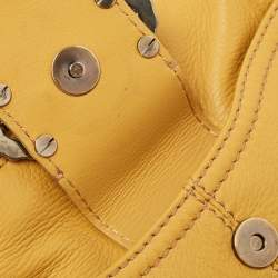 Pre Owned Valentino Mustard Leather Crystals Embellished VLogo Hobo 