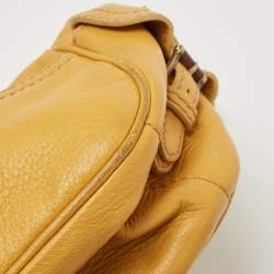 Pre Owned Valentino Mustard Leather Crystals Embellished VLogo Hobo 