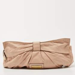 Pre Owned Valentino Beige Leather Bow Detail Shoulder Bag