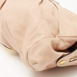 Pre Owned Valentino Beige Leather Bow Detail Shoulder Bag